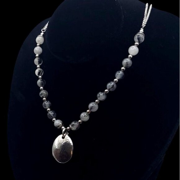 Brighton Silver Plated Crystal Glass Beaded Adjustable Necklace Signed Retired - Picture 6 of 7